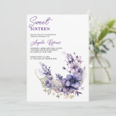 水彩パープルフラワー ハーフサークルリース 招待状 (スタンド正面)