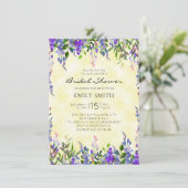 水彩パープルフローライエローブライダルシャワー 招待状 (スタンド正面)