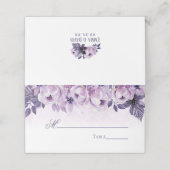 水彩パープルフローラエレガントな結婚式のテーブル プレイスカード (外部開封)