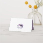 水彩パープルフローラエレガントな結婚式のテーブル プレイスカード (裏面)