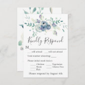 水彩パープルフローラエレガントな結婚式 出欠カード (正面/裏面)