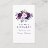 水彩パープルフローラエレガントボヘミア 名刺 (正面)