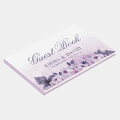 水彩パープルフローラエレガント春の結婚式 ゲストブック (コーナー)