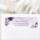 水彩パープルフローラエレガント春の結婚式 ラベル (インサイチュ)