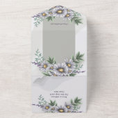 水彩パープルフローラオールインワン招待状 オールインワン招待状 (外側)