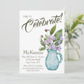 水彩パープルフローラスイートピースパーティー 招待状 (スタンド正面)