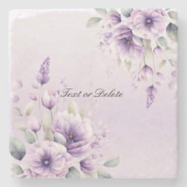 水彩パープルフローラストーンコースター ストーンコースター