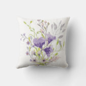 水彩パープルフローラスプレーパーソナライズされた クッション (裏面)