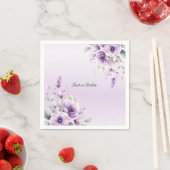 水彩パープルフローラナプキン スタンダードカクテルナプキン (インサイチュ)