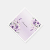 水彩パープルフローラナプキン スタンダードカクテルナプキン (角)