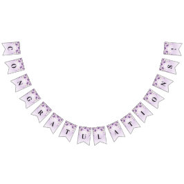 水彩パープルフローラバンティングフラグ バンティングフラッグ