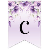 水彩パープルフローラバンティングフラグ バンティングフラッグ (第1の旗)