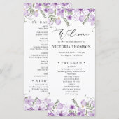 水彩パープルフローラブライダルシャワープログラム プログラム (正面/裏面)