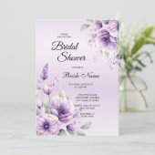 水彩パープルフローラブライダルシャワー招待 招待状 (スタンド正面)