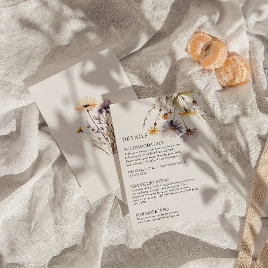 水彩パープルフローラブライト結婚ズ詳細 エンクロージャーカード