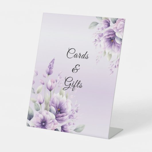 水彩パープルフローラ卓上シンボルや象徴 台座サイン (正面)