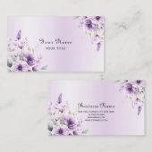 水彩パープルフローラ名刺 名刺 (正面/裏面)