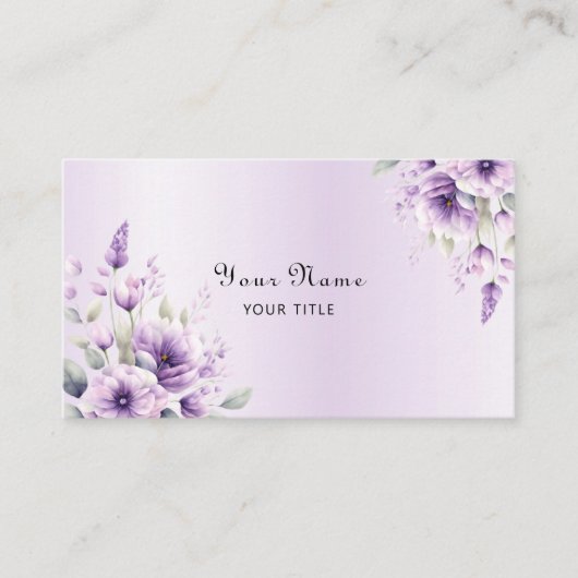 水彩パープルフローラ名刺 名刺 (正面)