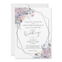 水彩パープルフローラ山花幾何学模様