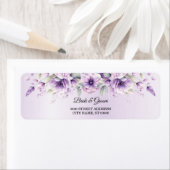 水彩パープルフローラ差出人住所ラベル ラベル (インサイチュ)