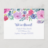 水彩パープルフローラ新住所のお知らせ 案内ポストカード (正面)