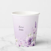 水彩パープルフローラ紙カップ 紙コップ (裏面)