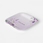 水彩パープルフローラ紙プレート ペーパープレート (傾斜あり)