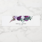 水彩パープルフローラ結婚スクリプト ペットボトルラベル (シングルラベル)