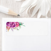 水彩パープルフローラ結婚住所 シール (インサイチュ)