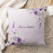 水彩パープルフローラ装飾用クッション クッション (ブランケット)