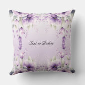 水彩パープルフローラ装飾用クッション クッション (裏面)