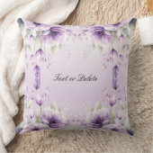 水彩パープルフローラ装飾用クッション クッション (ブランケット)