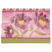 水彩パープルフローラ エレガント ラージペーパーバッグ (正面)