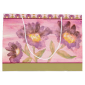 水彩パープルフローラ エレガント ラージペーパーバッグ (裏面)