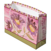 水彩パープルフローラ エレガント ラージペーパーバッグ (裏面アングル)