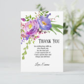 水彩パープルフローラ、サンキューカード 招待状 (スタンド正面)