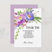水彩パープルフローラ、サンキューカード 招待状 (正面/裏面)