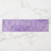 水彩パープルブライダルシャワー結婚のハート愛 ペットボトルラベル (シングルラベル)