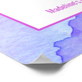 水彩パープルブルースターバルミツワーサインイン ポスター (角)