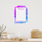 水彩パープルブルースターバルミツワーサインイン ポスター (キッチン)