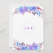 水彩パープルブルーフローラ結婚式招待状 (裏面)