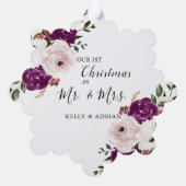 水彩パープルプラム赤面ピンクフローラ写真 オーナメントカード (裏面)