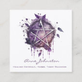 水彩パープルペンタグラムスクエアビジネスカード スクエア名刺 (正面)