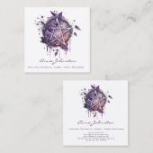 水彩パープルペンタグラムスクエアビジネスカード スクエア名刺 (正面/裏面)