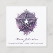 水彩パープルペンタグラムスター スクエア名刺 (正面)