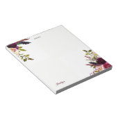 水彩パープルボホフローラ秋パーソナライズされた ノートパッド (アングル)