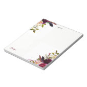 水彩パープルボホフローラ秋パーソナライズされた ノートパッド (回転)