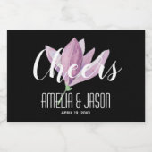 水彩パープルマグノリア結婚スのミニ スパークリングワインラベル (シングルラベル)