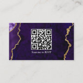 水彩パープルマーブルウェディングRSVP QRバック エンクロージャーカード (裏面)