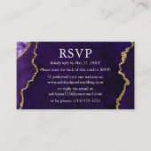 水彩パープルマーブルウェディングRSVP QRバック エンクロージャーカード (正面)